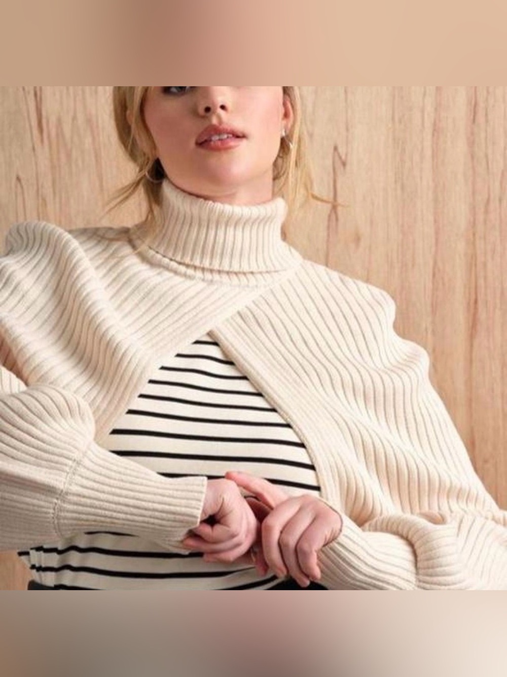 Plus size turtleneck sweater shrug